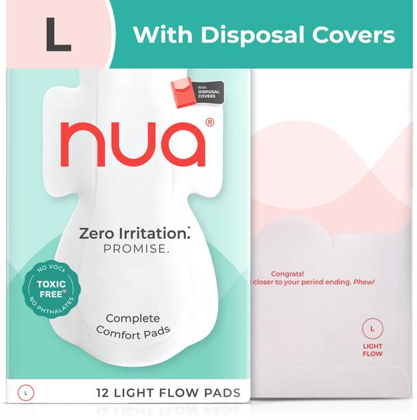 Nua Complete Comfort 12 L With Disposal Covers| Zero Irritation Promise Sanitary Pad