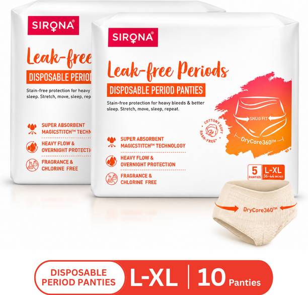 SIRONA Disposable Period Panties - L-XL (36"-44") | Super Soft & 5X More Absorbent Sanitary Pad