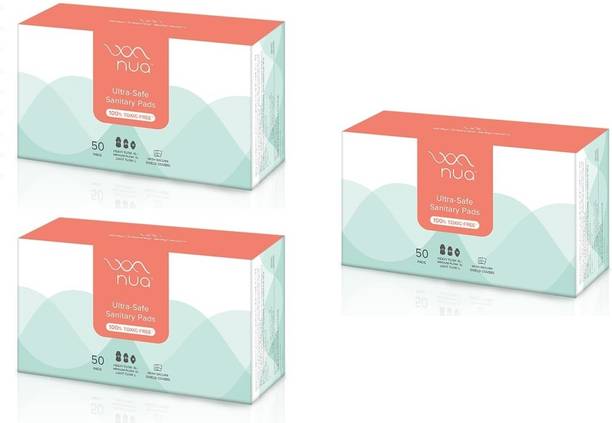 Nua Ultra Thin Pads with Disposal Pouches,50 Pcs x Pack of 3 Sanitary Pad