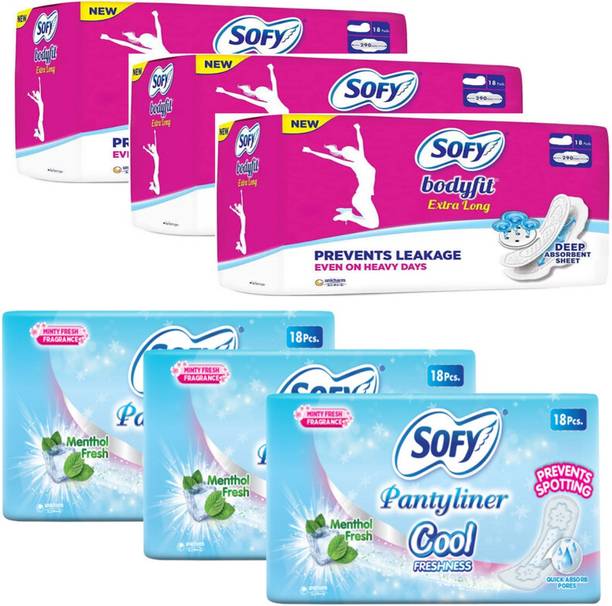 SOFY BODYFIT XL 18+18+18+18+18+18N COOL PANTYLINER PADS Sanitary Pad