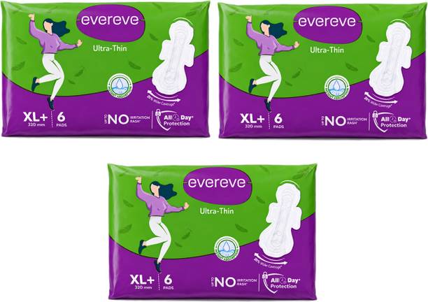 EverEve Ultra-Thin Sanitary Pads XL+ (320 mm) – Pack of 3 | 18 Pads Sanitary Pad