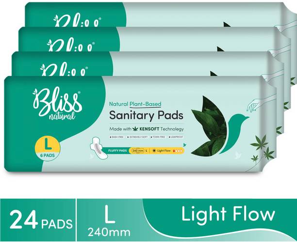 BlissNatural Organic Sanitary Pads For Women| Combo Pack | Size - L | Pack Of 24 Pads Sanitary Pad
