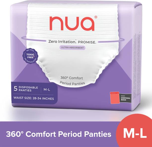 Nua Overnight Disposable Period Panties | M - L | 360 Degree Coverage for Protection