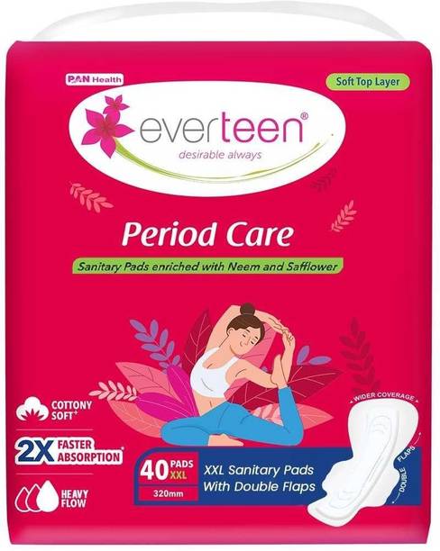 everteen Sanitary Pads Enriched with Neem and Safflower– 1 Pack XXL-(40 Pads, 320mm) Sanitary Pad