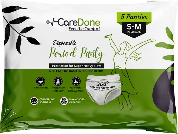 CareDone Extra Absorbent Disposable Period Panties for Women with 12Hr Protection 5 Panty Sanitary Pad