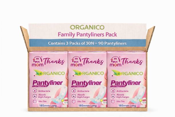 Thanks mom ORGANICO PANTY LINERS PACK OF 3 BOX |30X3=90 LINERS Pantyliner