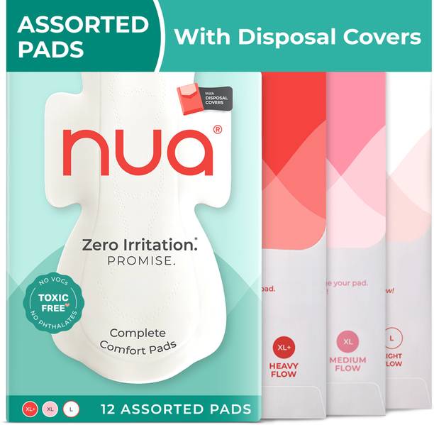 Nua Complete Comfort Pads (3XL+,5XL,4L)With Disposal Covers| Zero Irritation Promise Sanitary Pad