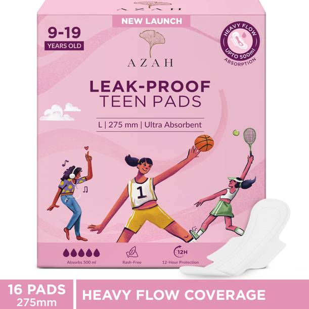 AZAH Teen Sanitary Pads For Girls | Heavy Flow Coverage | 12 Hour Leakproof |(275mm) Sanitary Pad