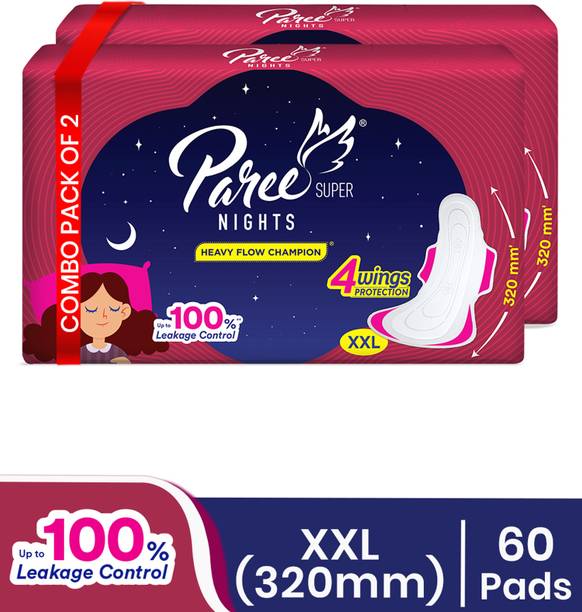 परी Super Nights Soft & Rash Free Double Feather|XXL Size Pad|For Leakage Protection
