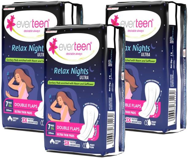 everteen XXL Relax Nights Ultra Thin Sanitary Pads - 3 Packs (7 Pads, 320mm Each) Sanitary Pad