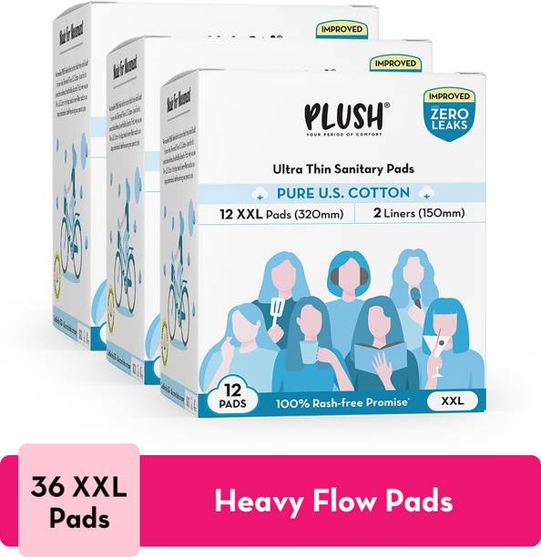 PLUSH Ultra Thin 36 XXL pads (320 mm) and 6 Liners(150mm) Sanitary Pad