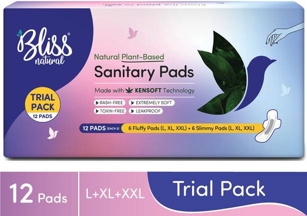BlissNatural Rash Free Ultra Soft L,XL,XXL Each of 2 Trail Pack Sanitary Pad