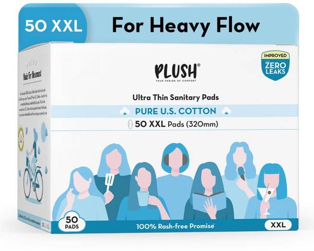 PLUSH XXL U.S.Cotton Sanitary pads for heavy flow|Rashfree pads- 320mm Sanitary Pad