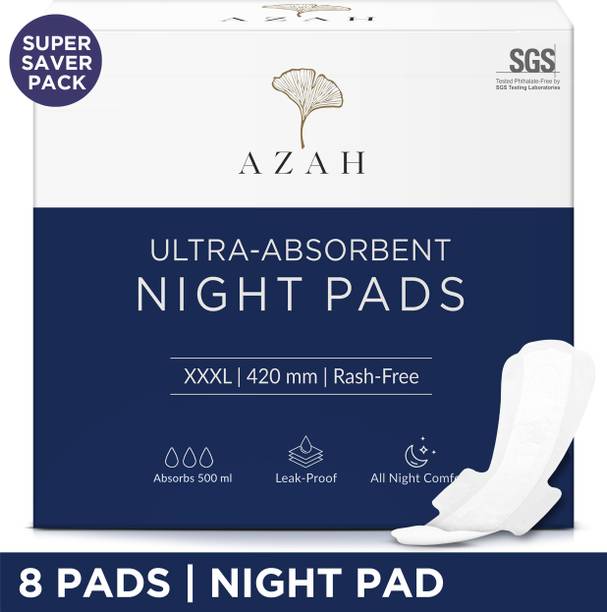 AZAH XXXL Night Pads For Ultra Heavy Flow | Rash Free with 3x Absorbency Sanitary Pad