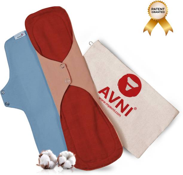 Avni Lush Washable Cloth Pads, (XL-330MM x 2) | Antimicrobial | With Storage Pouch Sanitary Pad