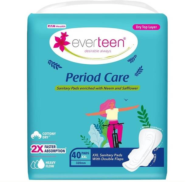 everteen Period Care Dry with Safflower and Neem– 1 Pack XXL-(40 Pads, 320mm) Sanitary Pad