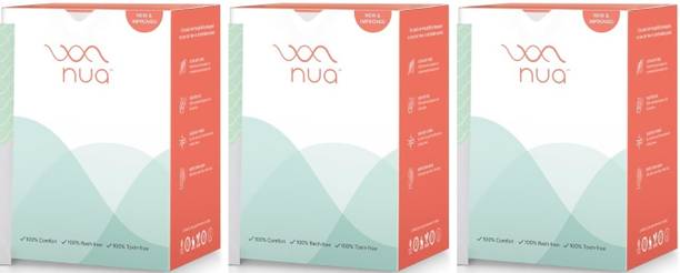 Nua Ultra Thin Rash Free Sanitary Pads - 12 Large Sanitary Pads x Pack of 3 Sanitary Pad