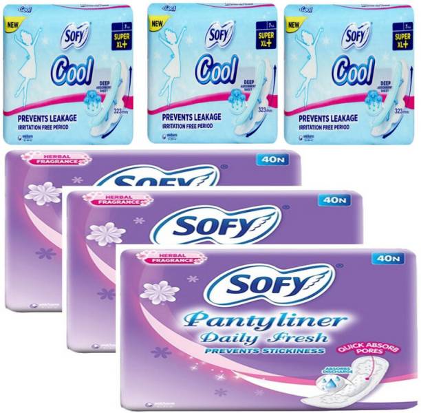 SOFY COOL XL 7+7+7+40+40+ 40 N DIALY FRESH PANTYLINER PADS Sanitary Pad