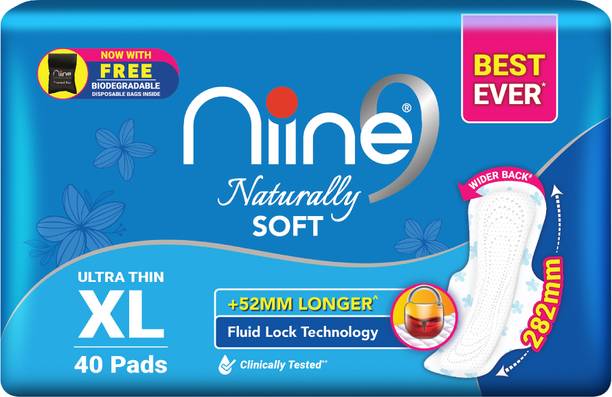 नीन Naturally Soft Ultra Thin XL Sanitary Pads (Combo of 1) with Disposal Bag Inside