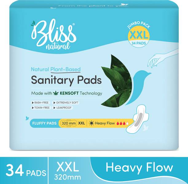 BlissNatural Organic Ultra Soft XXL Size For Heavy Flow | Quick Absorption & Rash Free Sanitary Pad