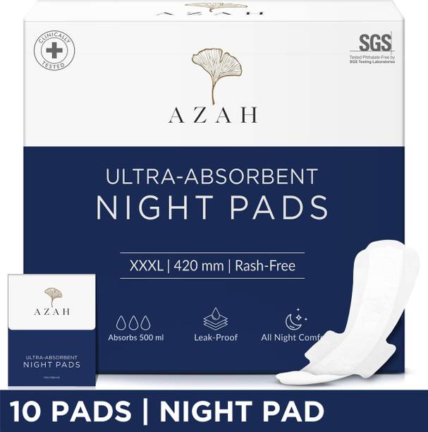 AZAH XXXL Night Pads For Ultra Heavy Flow|Rash Free with 3x Absorbency Disposal Bags Sanitary Pad