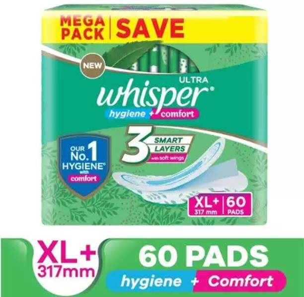 Whisper Ultra Clean XL+ Hygiene & Comfort Sanitary Pad (Pack of 60) Sanitary Pad