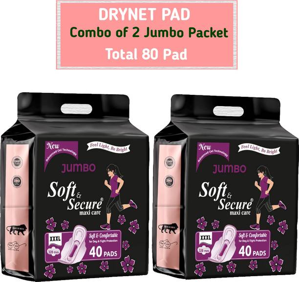 soft & secure JUMBO DRY MAXI PAD COMBO OF 2 PACK Sanitary Pad (Pa