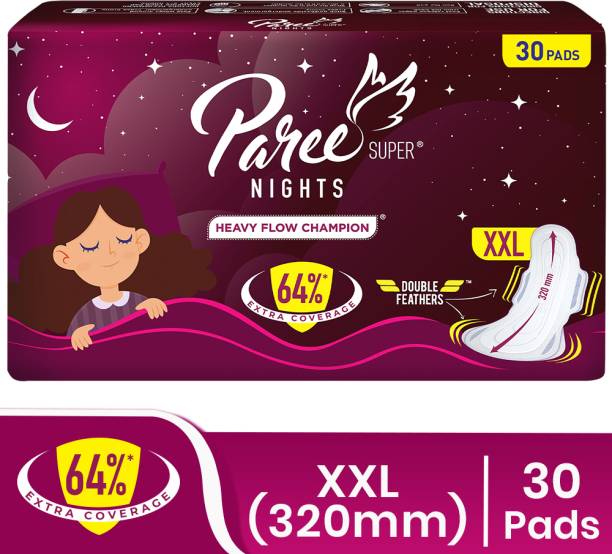 Paree Super Nights Soft & Rash Free Double Feather XXL Pad, For Leakage Protection Sanitary Pad