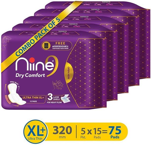 निन Dry Comfort Ultra Thin XL+ SUPER SAVER Sanitary Napkins Heavy Flow सैनिटरी पैड