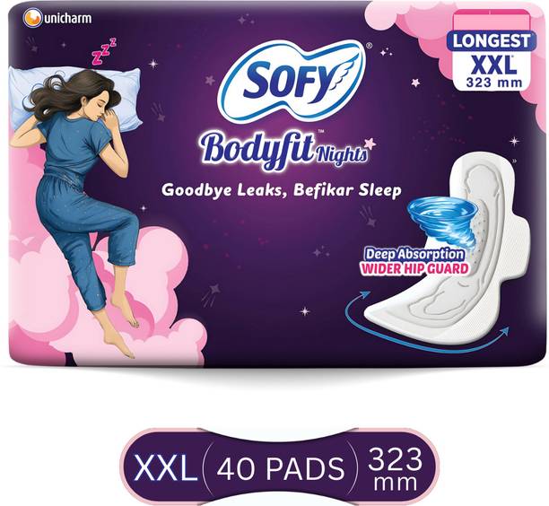 SOFY Bodyfit - Overnight Protection with Deep Absorption & Comfy Dry Cover | XXL Sanitary Pad