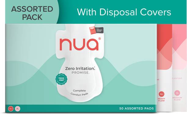 Nua Complete Comfort 25XL+ & 25XL With Disposal Covers| Zero Irritation Promise Sanitary Pad