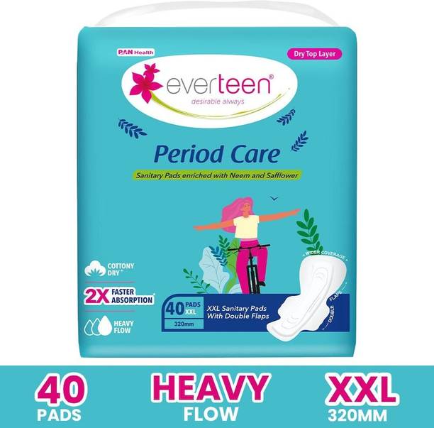 everteen Period Care Dry Enriched with Neem and Safflower– 1 Pack XXL-(40 Pads, 320mm) Sanitary Pad