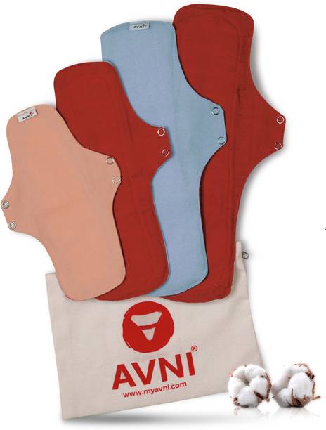 Avni Lush Washable Cloth Pads, (R-240MM x 4) | Antimicrobial | With Storage Pouch Sanitary Pad