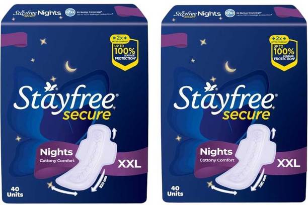 STAYFREE secure nights cottony comfort sanitary pads 40units pack of 2 Sanitary Pad
