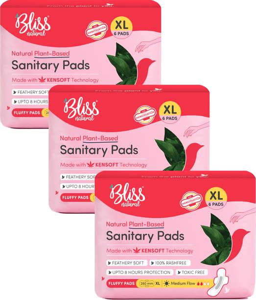 BlissNatural Rash-Free Sanitary Pads For Women | Combo Pack | Size - XL | Pack Of 18 Sanitary Pad