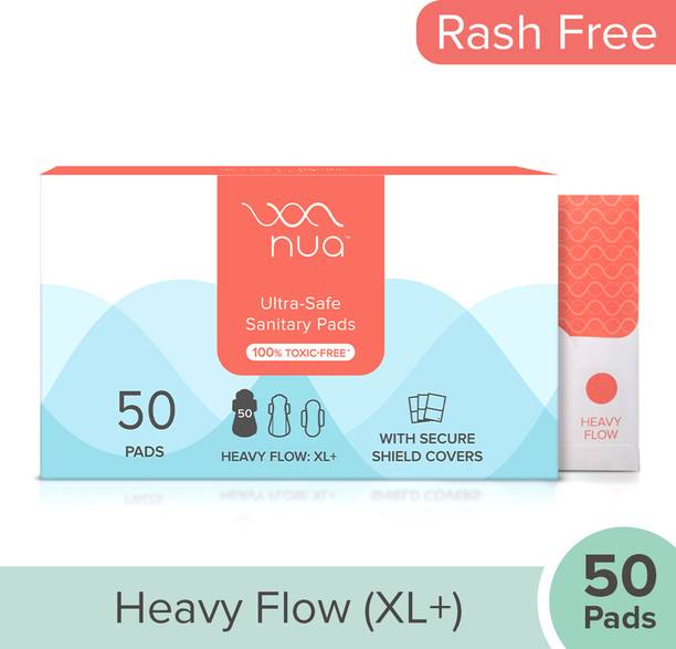 Nua Ultra Safe 50 Pads | Heavy Flow-XL+ | Paper Disposal Pouches | Mega Value Pack