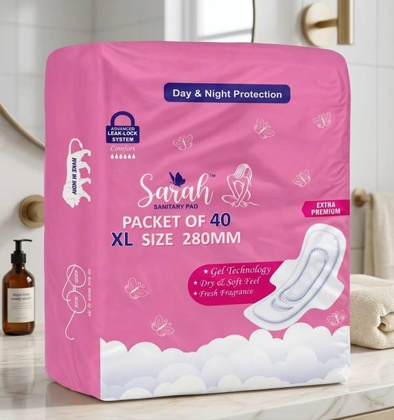 Sarah Premium Ultra Absorbent XL 280mm Sanitary Pads – Gel Technology, Pack of 40 Sanitary Pad