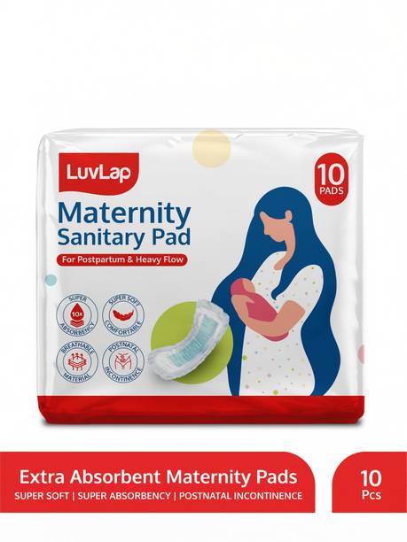 LuvLap Extra Absorbent Maternity Pads, Pack of 10 Pads, 0-2 Weeks Post-Birth Sanitary Pad