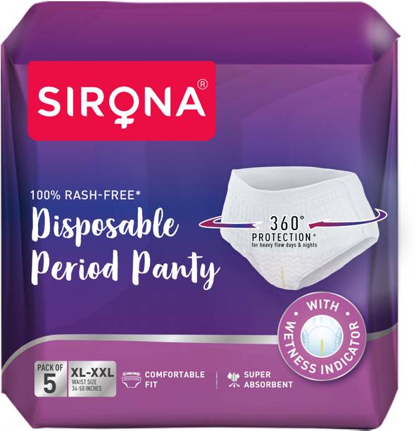 SIRONA Super Absorbent Disposable Period Panty with 360° Protection for 12 hours (XXL) Sanitary Pad