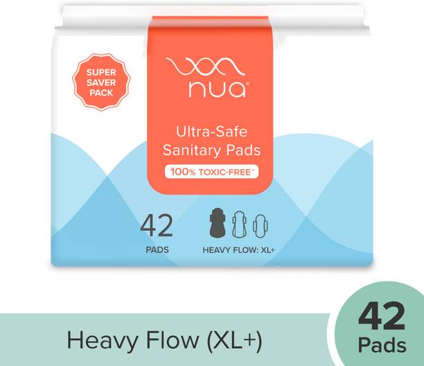 Nua Ultra Safe| 42 Heavy Flow -XL+ | SUPER SAVER PACK | Leakproof & Toxic Free Sanitary Pad