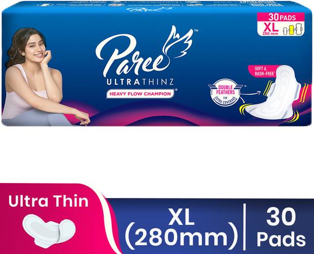 परी Ultra Thinz Soft & Rash Free Double Feathers XL Pads, With Disposable Covers सैनिटरी पैड