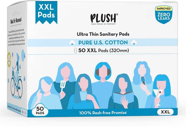 PLUSH XXL U.S.Cotton Sanitary pads for heavy flow|Rashfree pads- 320mm Sanitary Pad