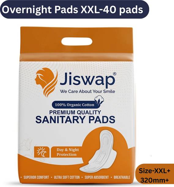 Jiswap Overnight Pads With Wings XXL-Heavy Absorbency, Unscented, Ultra Thin (40 Pads) Sanitary Pad