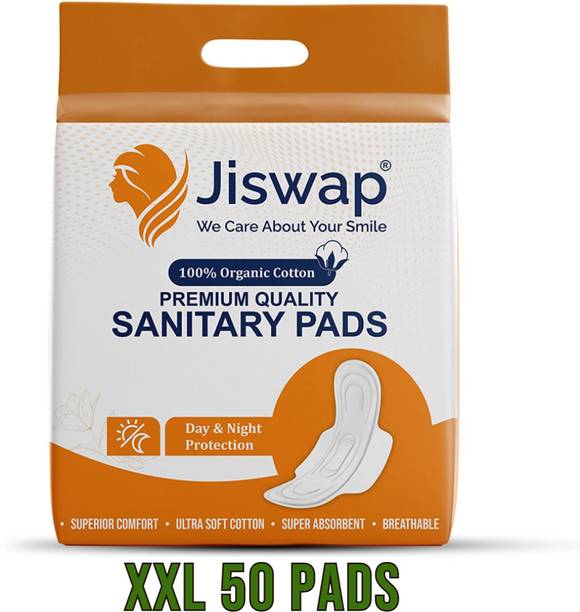 Jiswap XXL 50 Sanitary Pads, 100% Natural Organic Chemical & Rash Free Sanitary Pad