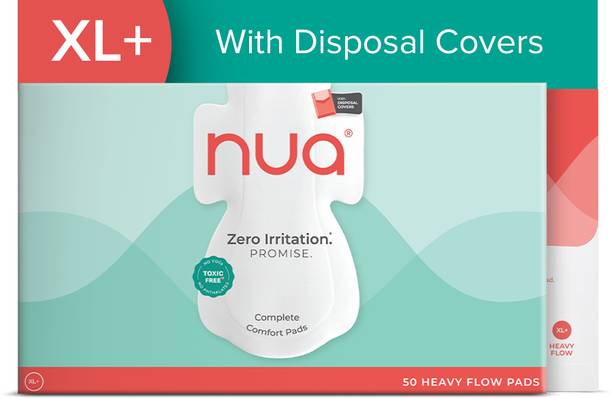 Nua Complete Comfort 50 XL+ With Disposal Covers| Zero Irritation Promise Sanitary Pad