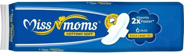 MISS N MOMS Sanitary Pads 6 Pads Cottony Soft | 2X Faster Absorption Sanitary Pad