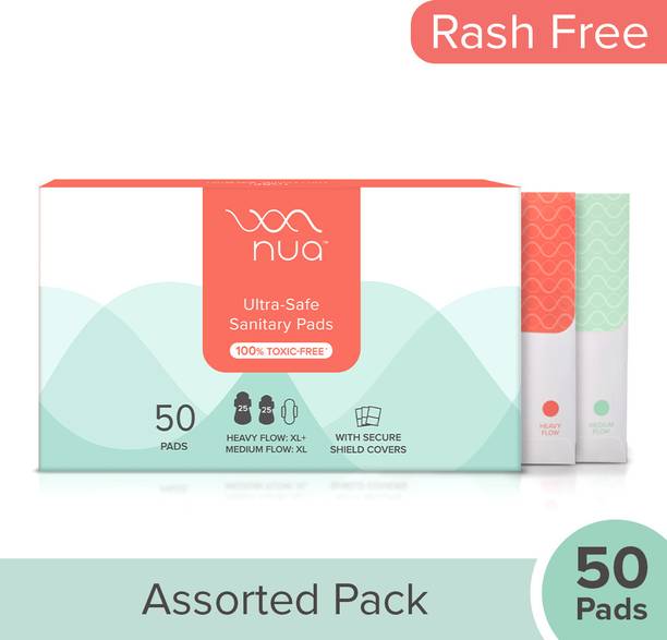Nua Ultra Safe 50 Pads | 25XL+ & 25XL |with Paper Disposal Pouches | Mega Value Pack