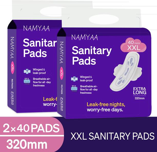 Namyaa XXL Sanitary Pads Pack of 2 (40 Pads in each ) | Ultra Soft Cottony Feel Sanitary Pad
