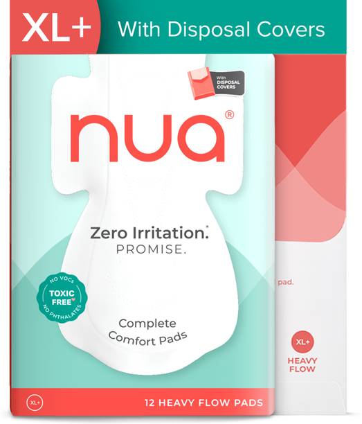 Nua Complete Comfort 12 XL+ With Disposal Covers| Zero Irritation Promise Sanitary Pad