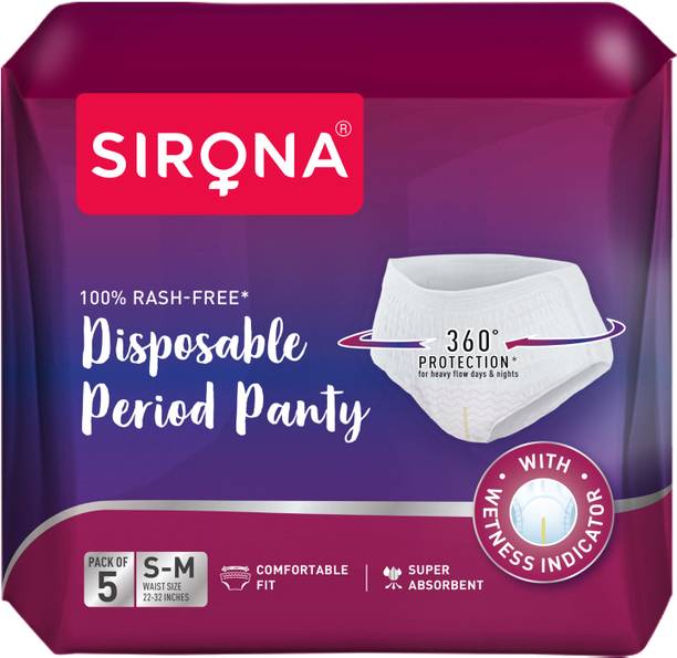 SIRONA Super Absorbent Disposable Period Panties for Women with 12 Hr Protection (S-M) Sanitary Pad